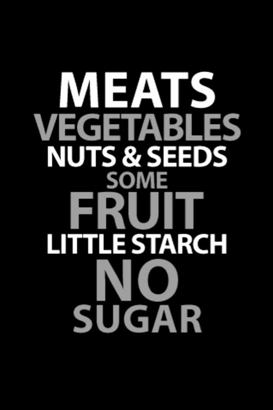 meat vegetables nuts and seeds some fruit little starch no sugar